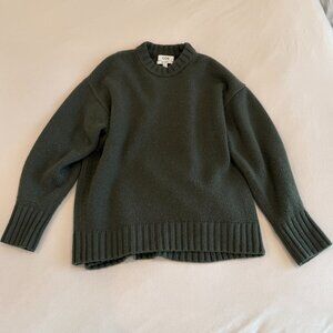 COS Chunky Pure Cashmere Crew-Neck Sweater, color Dark Green, size S